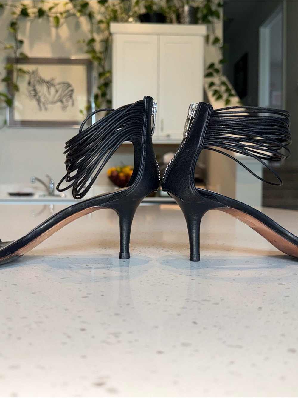COACH Black Strappy Wrap-Around Heeled Sandals - Picture 7 of 10
